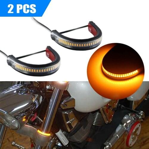 LED Motorcycle Turn Signal Light DRL Amber White Moto Scooter Flasher Ring Fork Strip Lamp Flashing Blinker 12V