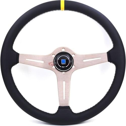 370mm Approx 15'' Universal Black/Titanium Flat ND Sport Drift Race Rally Car Racing Steering Wheel
