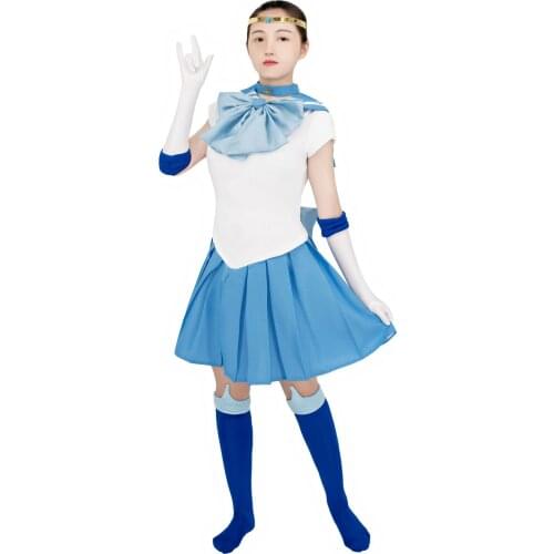 Sailor Cosplay Costumes Mizuno Ami Sailor Mercury Dress Halloween Carnival Suits