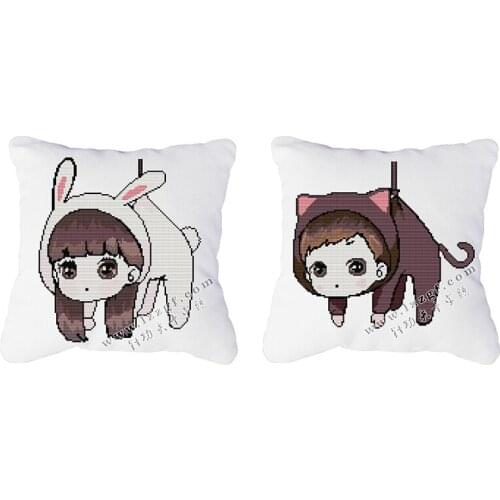 Everlasting Love Little Rabbit Pajama Ecological Cotton Chinese Cross Stitch Kits DMC 11CT 14 DIY Wedding Decoration