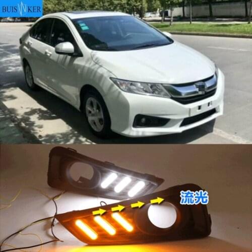 1 set for Honda City Grace 2015 2016 LED DRL with turn signal relay 12V Car daytime running lights Fog lamp Accessories