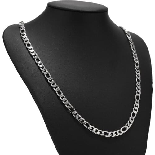 10pcs/lot Stainless Steel Figaro Chain Necklaces 6MM Width Cuban Curb Link Chain for Pendant Hip Hop DIY Jewelry Making For Men