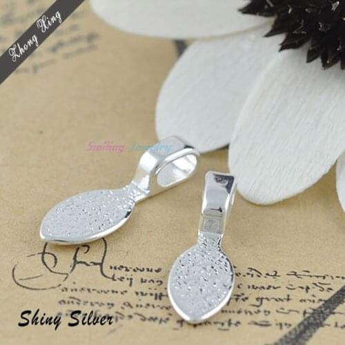 100pcs 5mm*15mm Silver Plated DIY Oval Jewelry Scrabble Glue On Earring Bails For Fitting Glass Cabochon Tiles Pendants Jewelry