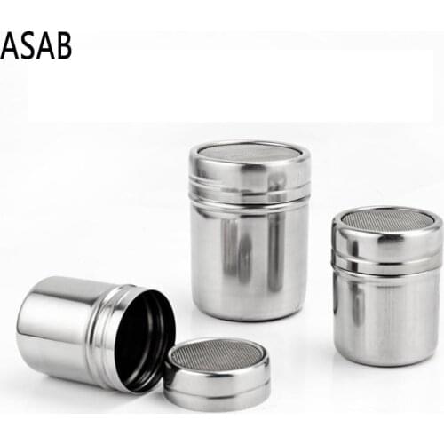 3 Sizes 304 Stainless Steel Chocolate Shaker Icing Sugar Powder Flour Powder Cocoa Coffee Sifter Shakers with cover