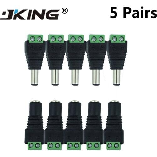 5 Pair CCTV Cameras 2.5 x 5.5 5.5*2.5mm Male Female DC Power Plug Jack Adapter Connector Plug