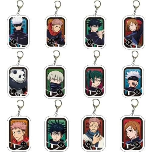 5pcs Jujutsu Kaisen Role Itadori Yuji Fushiguro Megumi Gojo Satoru Nobara Figure Pendant Acrylic Charm Key Ring Toy KeyChain