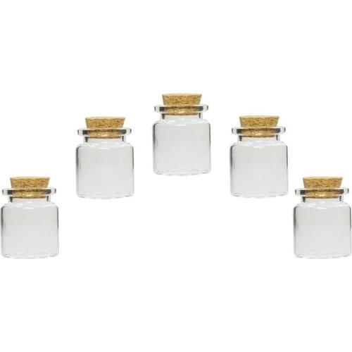 5pcs/Set Cork Small Glass Bottle Mini DIY Ornament Glass Bottle Decoration Bottle Collection Bottle