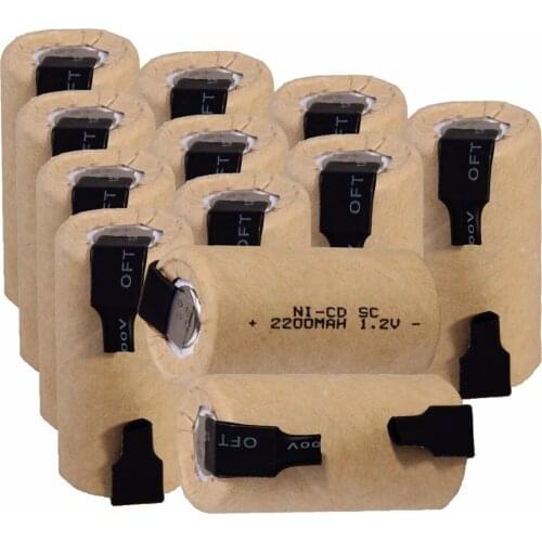 12 pcs SC 2200mah 1.2v battery NICD rechargeable batteries batterie for emergency light toy equipment power power tools