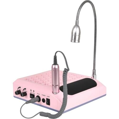 4in1 Nail Drill Machine 80W 30000RPM Powerful Nail Suction Dust Collector Fan With Lamp Nail Vacuum Cleaner Manicure Polisher