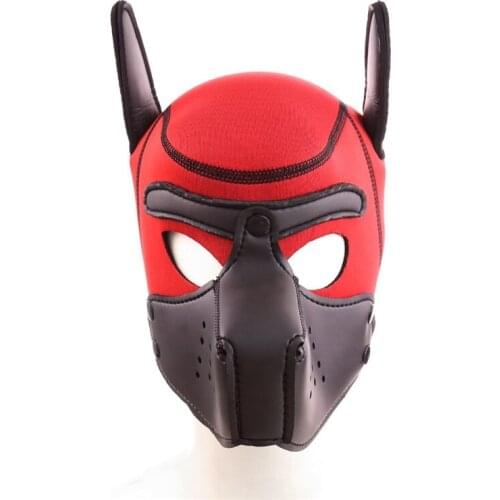 BDSM Gay Sex Game Puppy Play Dog Hoods Rubber Fetish Men Head Bondage Slave Mask Hood Adult Sex Toys for Men Gay Cosplay