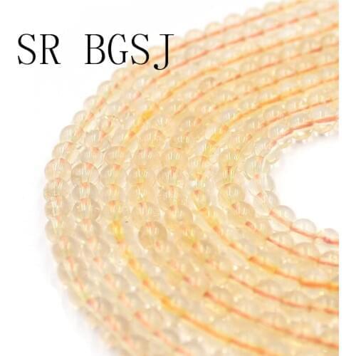 Free Shipping 4-12mm Citrines Yellow Quartz Gems Stone Jewelry Making Round Beads Strand Wholesale 15"