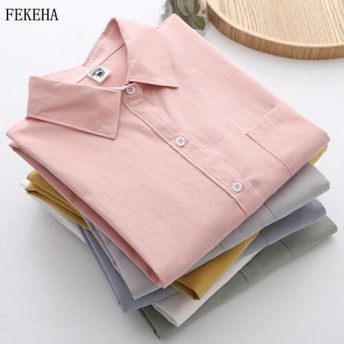 White Shirts Womens Blouses Lady Tops Long Sleeve Solid Female Clothes Outwear Student Clothing Spring News