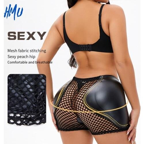Big Mesh Sexy Sponge Mat Hip Lifting Leather Shorts