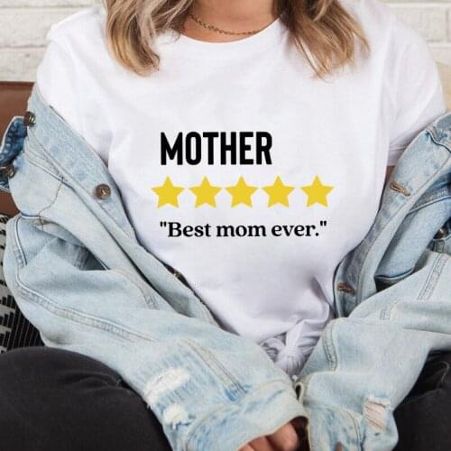 Colored Mother Five Stars Best Mom Ever T-shirt Funny Mothers Day Gift Tshirt Trendy Women Graphic Mommy Review Tee Shirt Top