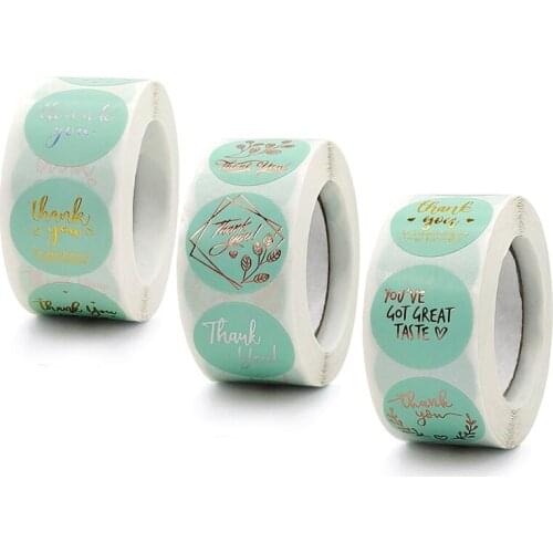 Hot Stamping Thank You Stickers Roll 500-Count Stickers Round for Wedding Birthday Party Favors Holiday Decoration DU55