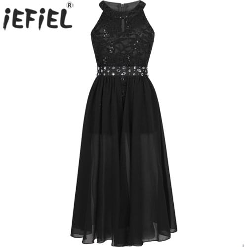 Girls Lace Rhinestone Maxi Ballet Tutu Dress Teen Pageant School Dance Class Ballerina Dress Formal Party Dress for Performance