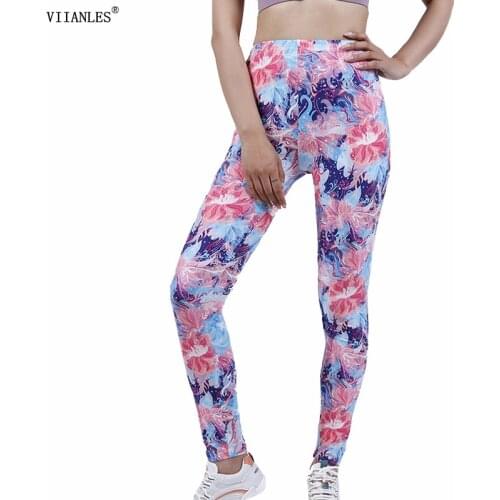VIIANLES Printing Leggings Women Gym Clothing Push Up Tights Colorful Floral Sport Fitness Pants Workout High Waist Active Wear