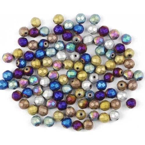 JHNBY Matte Faceted Round Hematite ball 6mm 100pcs Natural Stone ore Loose beads for Jewelry bracelets Making DIY Accessories