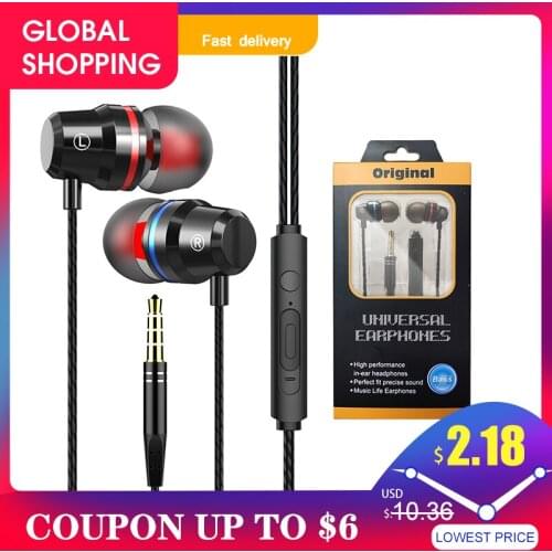 SEMVIS Metal Wired Eadphones In-Ear Subwoofer for Android Phone Universal Wire Control with Wheat Headset Wholesale