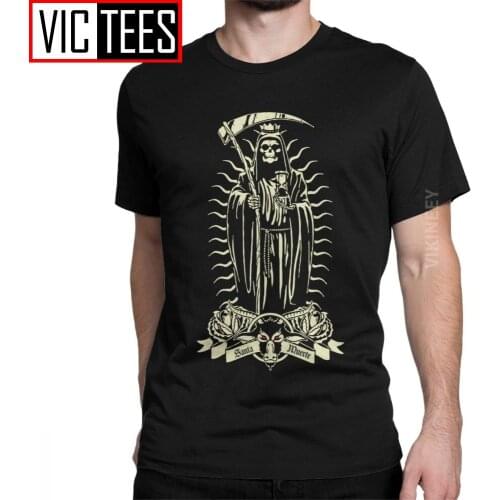 Santa Muerte T-Shirt Men Saint Death Goth Tshirt Mexican Death Muertos Mother Skull Fashion Cotton