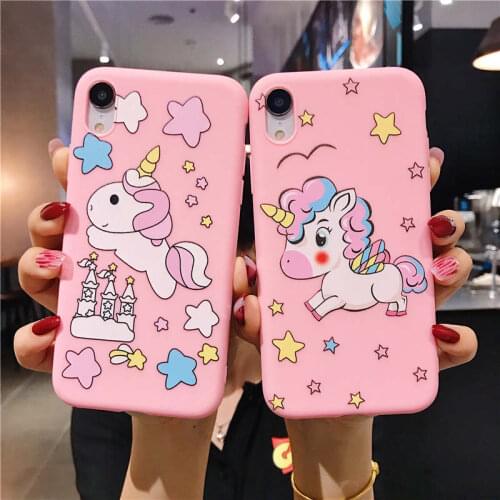 Cute Cartoon unicorn Soft Phone Case For iphone 11 Pro Max 12 Pro Max 12mini Back Cover For iphone X XR XS 7 8 6S Plus Coque