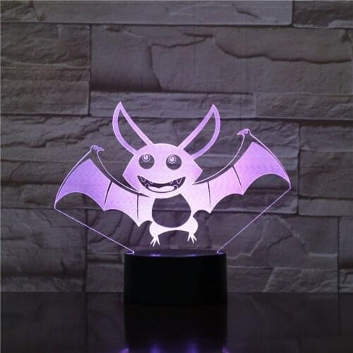 APP Control 3D Desk Lamp Night Light LED Room Nightlight Flying Bat Color Changing Decoration Halloween Gift Bluetooth Spaker
