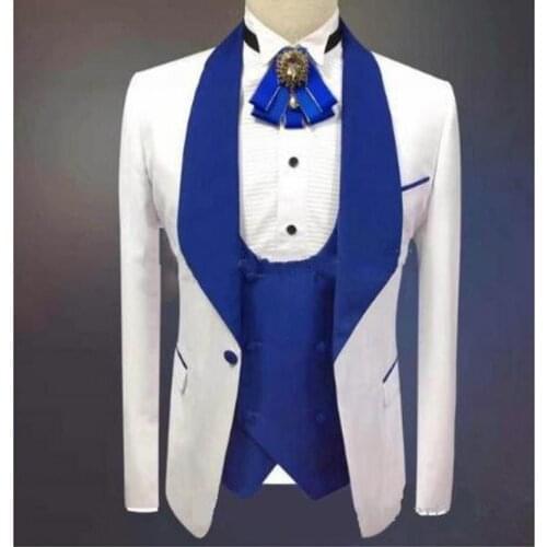 Real Photo Handsome Groom Tuxedos Shawl Collar Mens Prom Party Suits Blazers Coat Waistcoat Trousers Sets Customzie W:1150