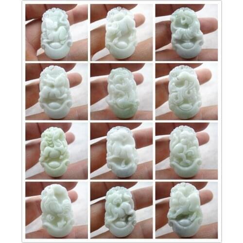 Natural stone Quartz crystal Chinese stone hand-carved statue of Zodiac signs amulet pendant for diy jewelry making necklace