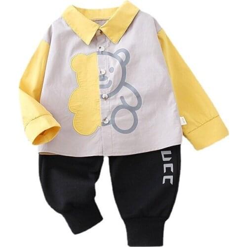 New Autumn Baby Boys Clothes Suit Children Girls Cartoon Casual Shirt Overalls 2Pcs/Set Toddler Fashion Costume Kids Tracksuits