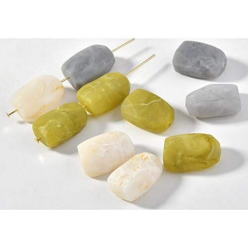 New style 40pcs/lot color print geometry Irregular straight hole resin beads diy jewelry earring/garment accessory