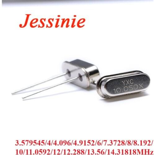 HC-49US Passive Crystal Oscillator Resonator DIP 3.579545/4/4.096/4.9152/6/7.3728/8/8.192/10/11.0592/12/12.288/13.56/14.31818MHz