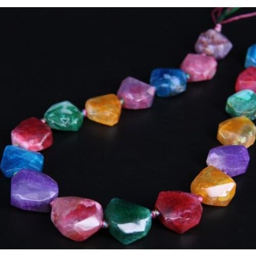 15.5"/strand Rainbow Dragon Veins Agates Freeform Faceted Nugget Pendants,Mixtz Raw Gems Slab Loose Beads For Jewelry Making