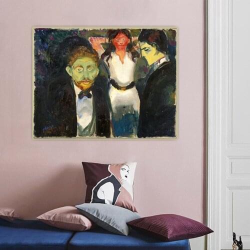 Jealousy, 1907, by Edvard Munch Canvas Oil Painting Artwork Aesthetic Picture Poster Wall Backdrop Hanging Decor Home Decoration