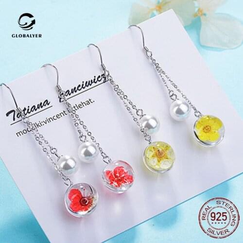 S925 sterling silver Plum pearl earrings European and American fashion earrings Dried flower earrings Temperament ear hooks 462