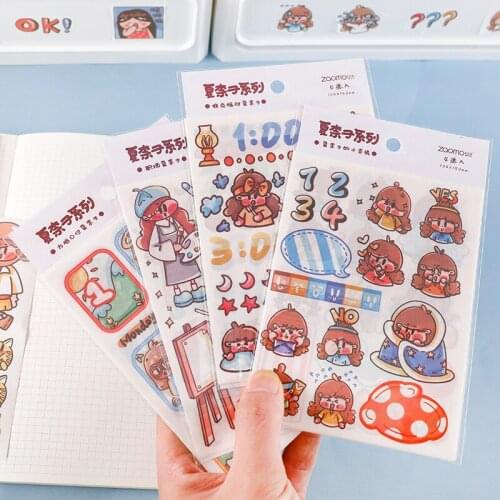 Hand Account Stickers Decorative Small Patterns Lovely Cartoons Maiden Wind Hand Journal Thermos Cup Cell Phone Water Cup
