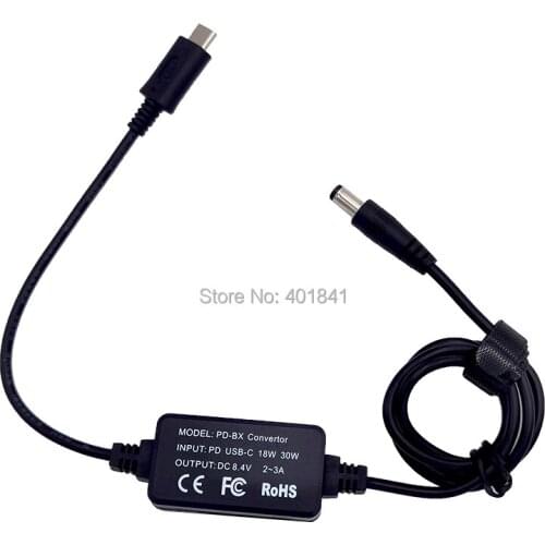 USB C PD convertor with 5.5*2.1mm connector 18W 30W work with power bank fit for coupler DR-E6 LP-E6 E18 FZ100 FW50 PW20