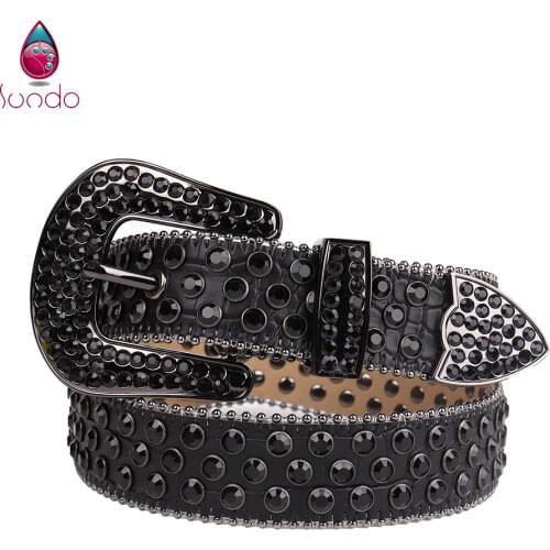 Western Cowgirl Cowboy Luxury Ajustable Length Rhinestones Belt Studded Belts For Women for Men Ceinture Femme Homme Cinturon