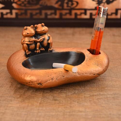 Vintage cute Funny frog ashtray Home Living room Decoration Holder Lighter creative Crafts Smoking Accessories Christmas gift