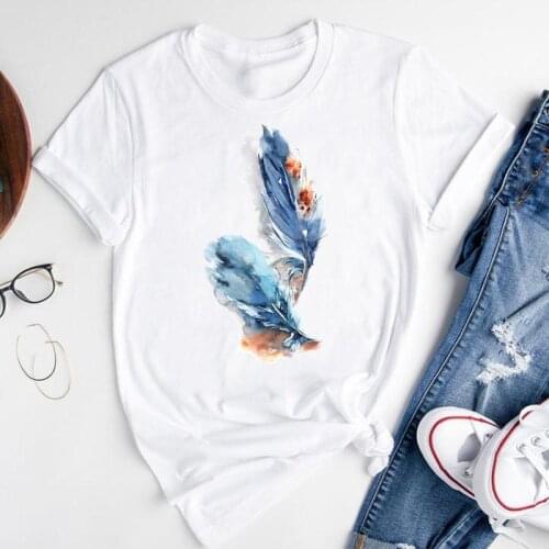 Women Graphic Cartoon 2021 New Watercolor Trend Short Sleeve Summer Fashion Print Female Clothes Tops Tees Tshirt T-Shirt