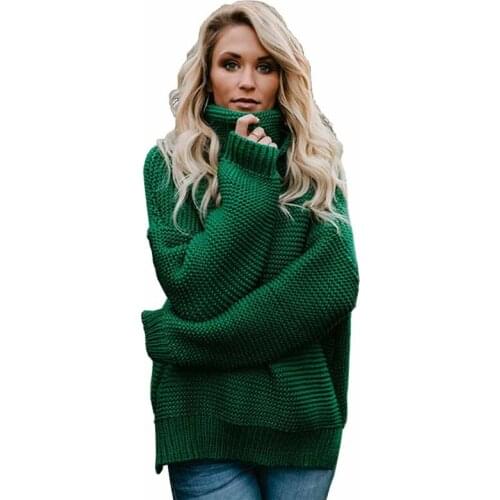 2019 Autumn Winter Knit Sweaters Women Coarse lines Thicken High collar Pullover Female Bottoming shirt Sweaters Plus size G382