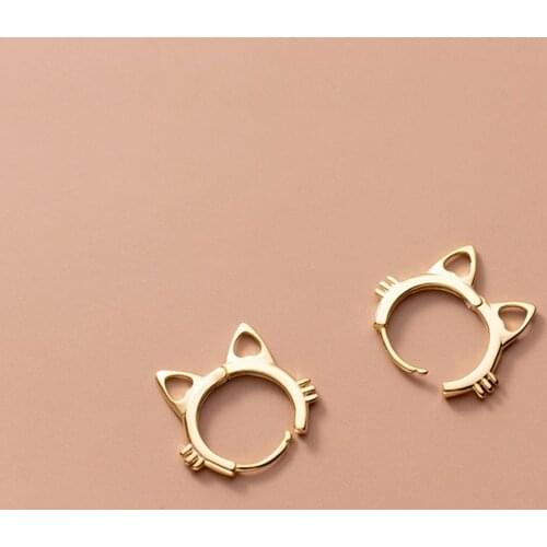 Enosola 925 Sterling Silver Simple Fashion Teen Cute Cat Ear Buckle Earrings Chic Romantic Party Women Fine Piercing Gold Jewelr