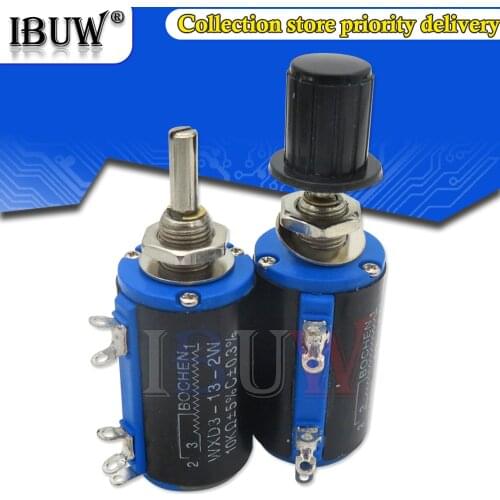 1PCS WXD3-13 2W Potentiometer + 1PCS Black knob )100 200 220 1K 2.2K 3.3K 4.7K 5.6K 6.8K 10K 22K 33K 47K 100K Ohm WXD3-13-2W