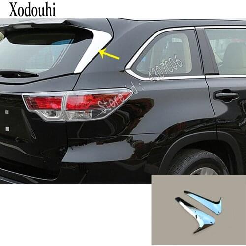 For Toyota Highlander 2018 2019 2020 Car Body Chrome ABS Rear Tail Spoiler Side Triangle Molding Window Bezel Trim 2pcs