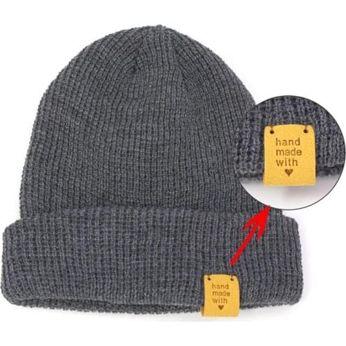 20pcs PU Leather Tags Colorful Handmade With Love For Hat Jeans Bag Sewing Accessories Clothes Decorative