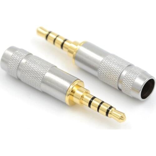 1/2pcs 4 Pole 3.5mm Stereo Headphone Male Plug Jack Audio Solders Connector