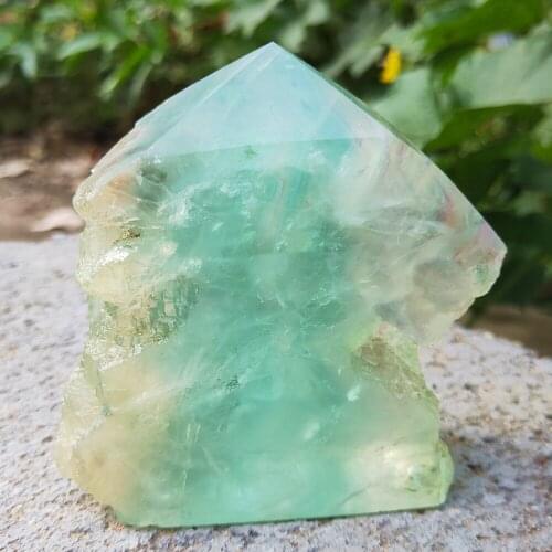 450g Natural Raw Green Fluorite Quartz Point Crystal Wand fluorspar Gemstone Tower Mineral Specimen Healing