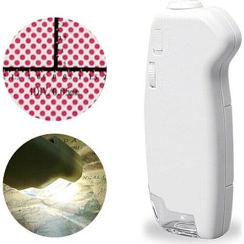 5PCS 80x Monocular MIni Microscope with Light Source and Reading Scale Portable Magnifying Glass