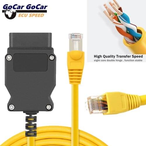 50pcs/100pcs ICOM OBD2 Coding Diagnostic Cable ENET Ethernet For BMW F-series E-SYS to OBD2 ESYS Data RJ45 Metal Connector