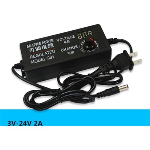 50 PCS/LOT AC 100V-240V to DC 3V-24V 2A Universal power adapter Adjustable Fan motor Regulated supply adatpor Display power