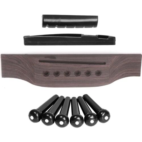 Acoustic Guitar Wooden Rosewood Bridge Pins Saddle Nut Sets DIY Accesories Guitar Replacement Parts 094C